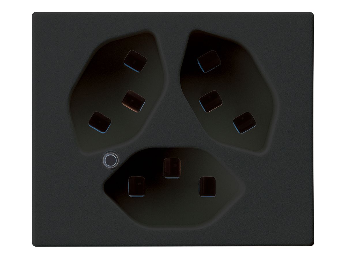 FLF-Steckdose Hager 3×Typ 23 beleuchtet D schwarz