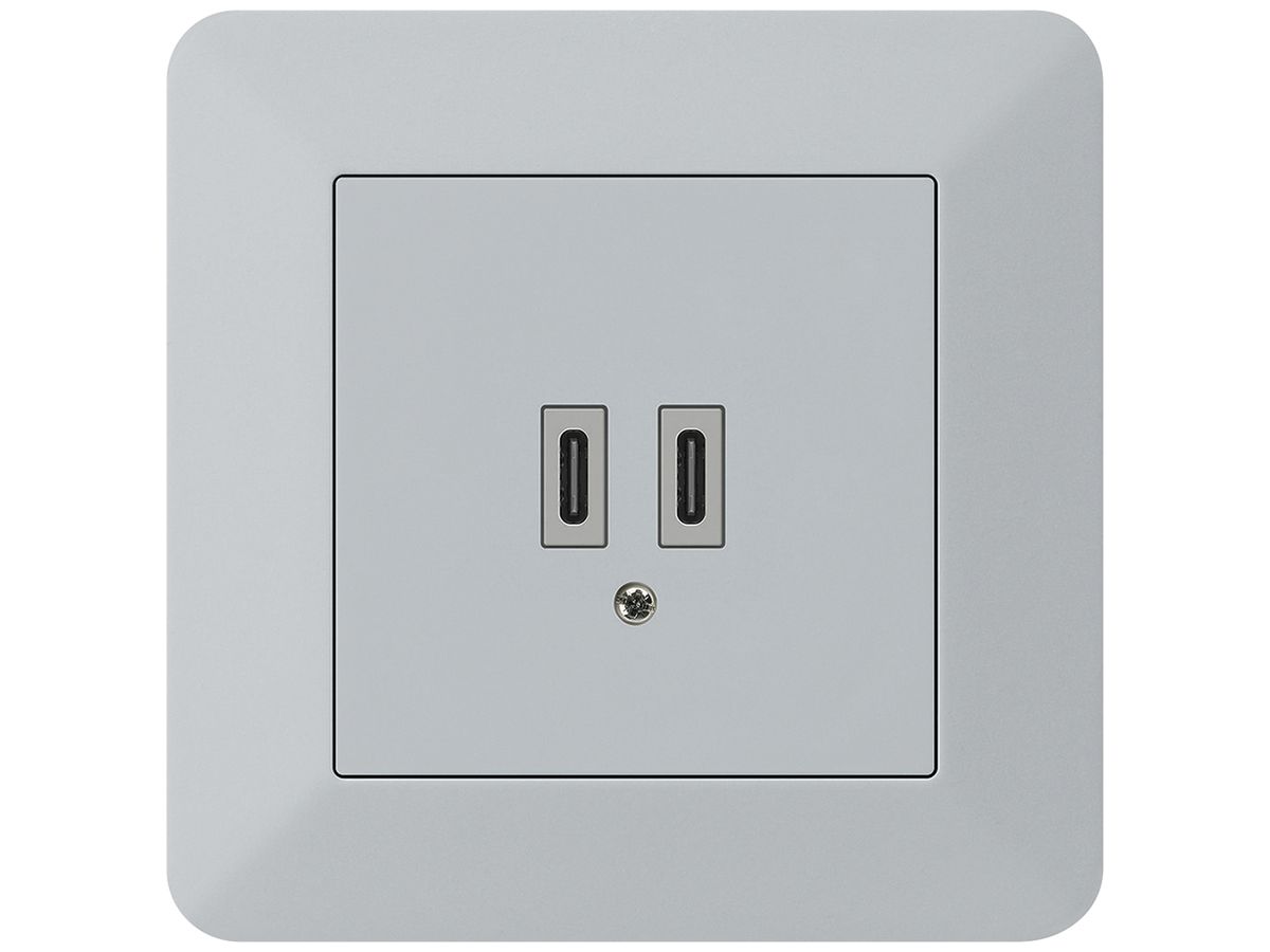 UP-USB-Ladesteckdose Hager kallysto.trend C-C 20W 5V 94×94mm grau
