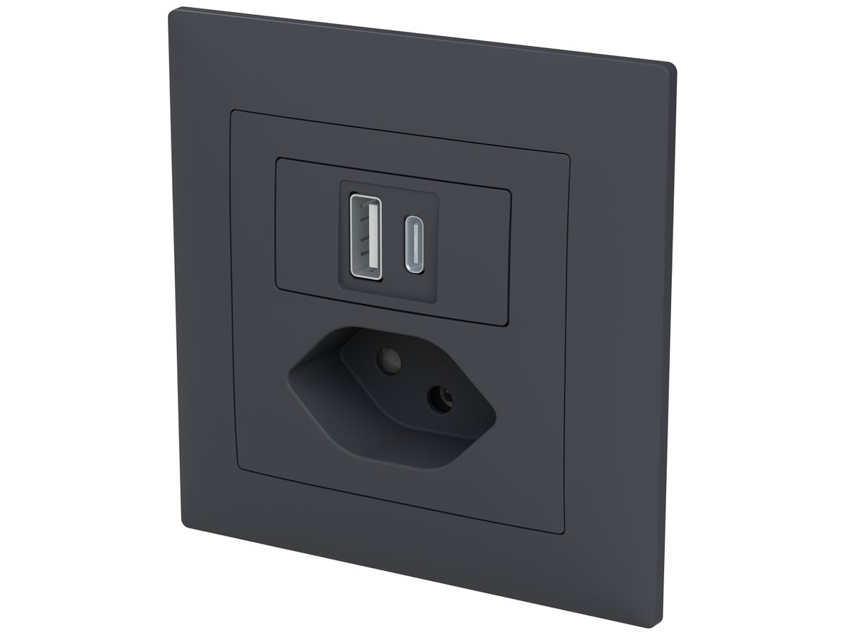 UP-USB-Ladesteckdose ABB Sidus 1×USB-A 1×USB-C + T13 3000mA OUT:5V an