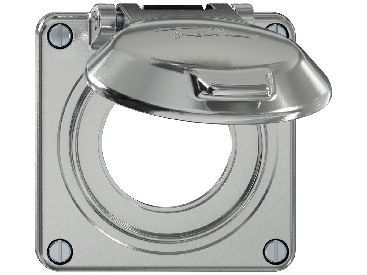 Oberteil ELEMENT SNAPFIX® m.Deckel f.SCHUKO-Steckdose Achse&Spannfeder isol.alu