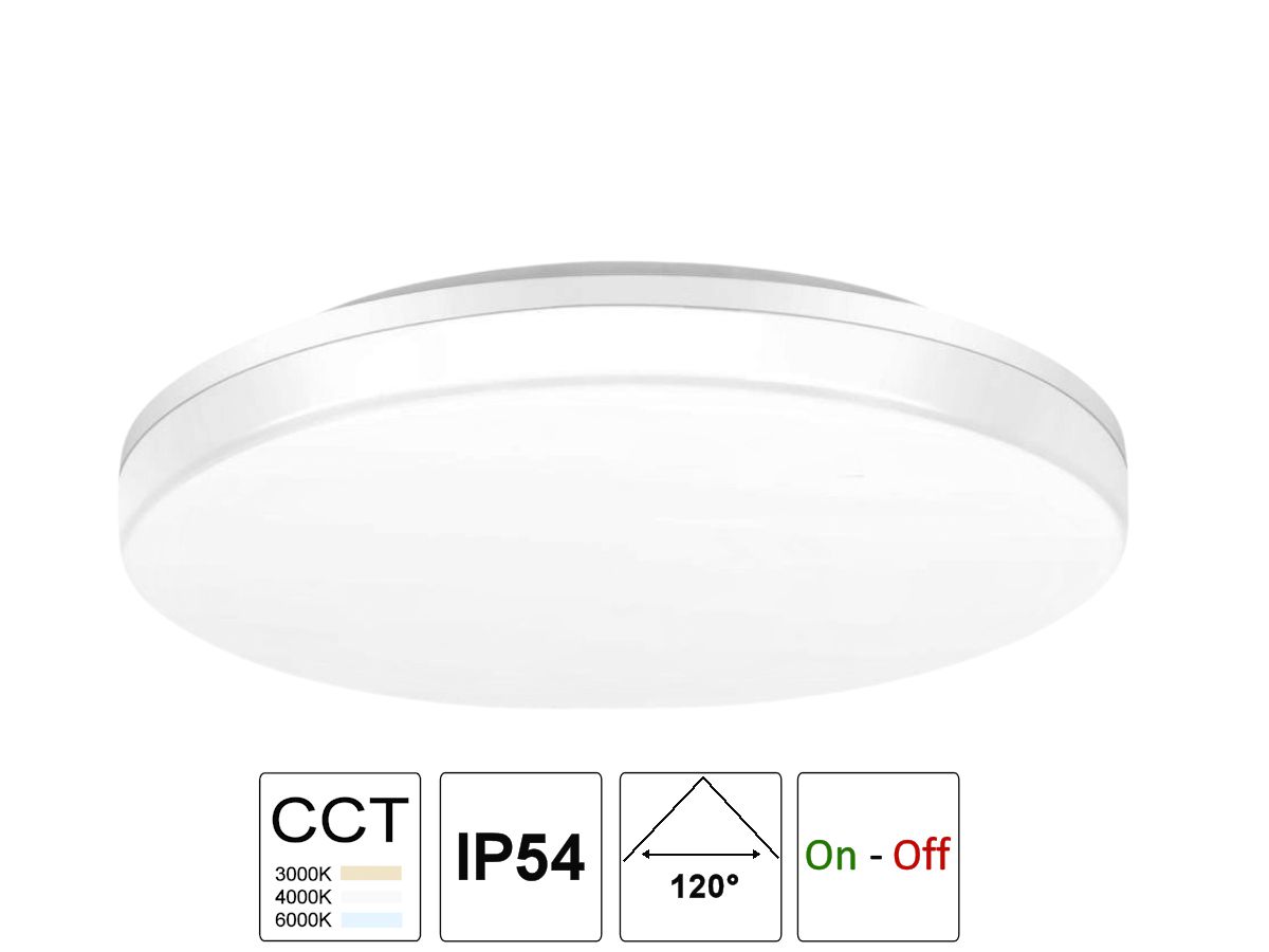 LED Decken/ Wandleuchte ELGH IP54 - 25W/3000-4000-6000K/D:330mm H:48mm