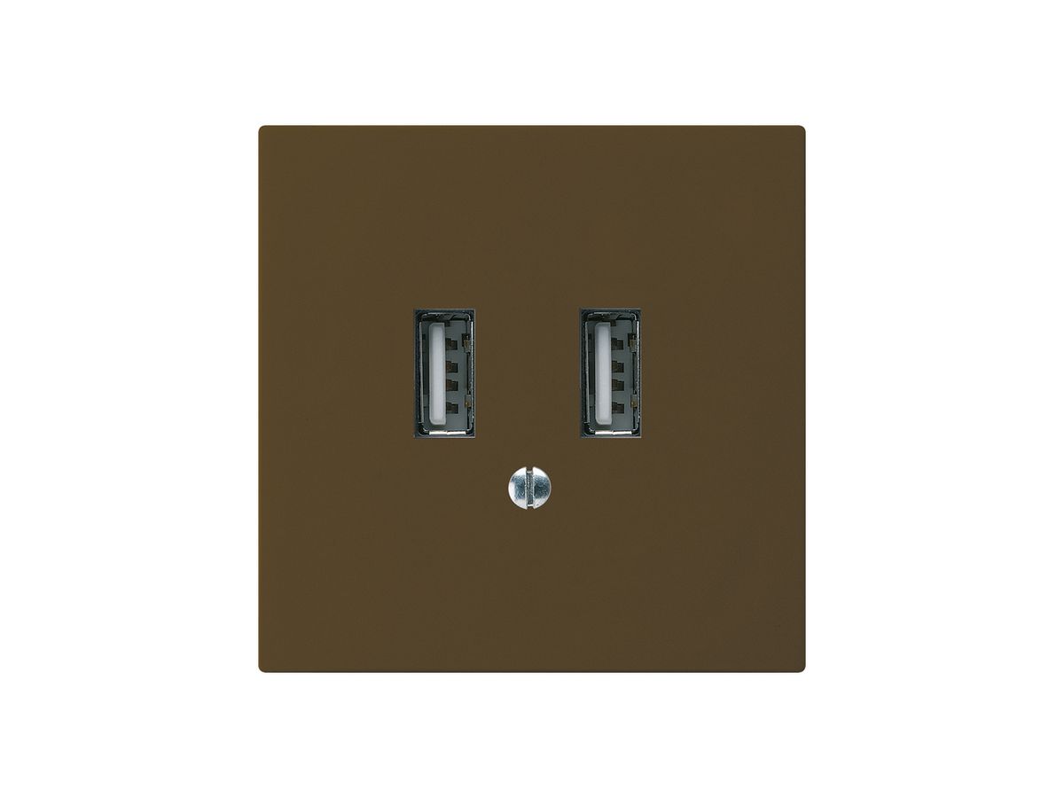 UP-USB-Ladesteckdose Hager kallysto A 240V 2400mA braun