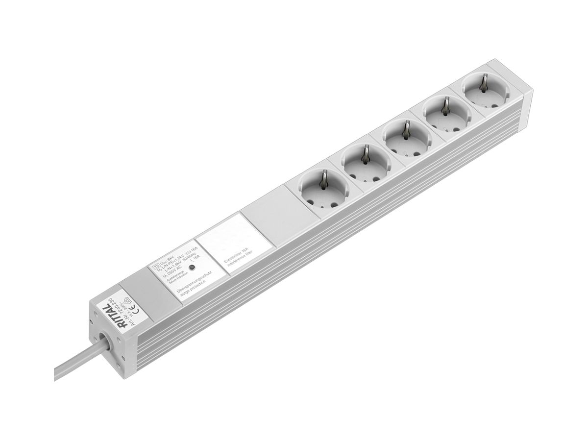 Steckdosenleiste Rittal DK 7240.230 19" 1HE 230VAC/16A 5×SCHUKO SPD/Filter