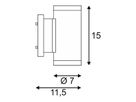 Wandleuchte SLV NEW MYRA UP/DOWN, 2×GU10 50W IP55 silbergrau