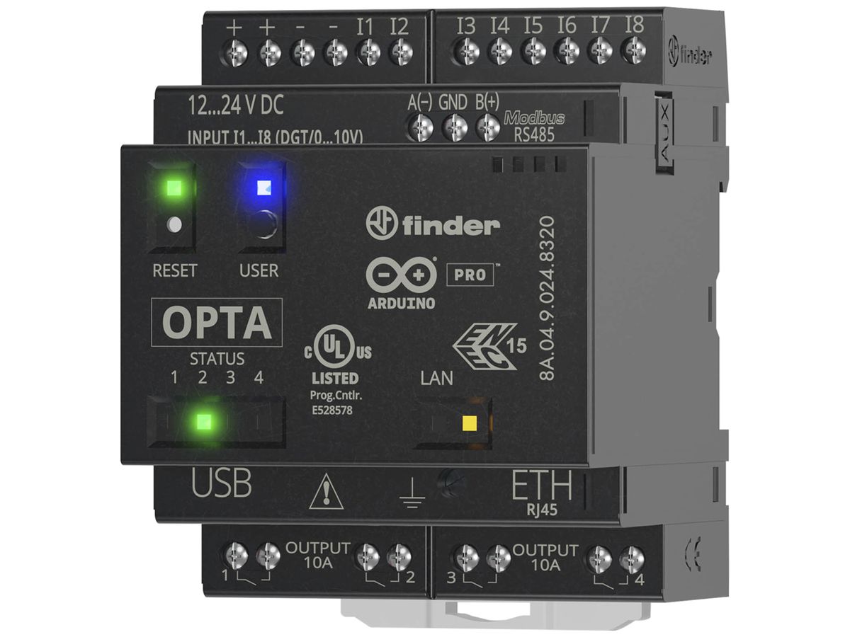 SPS-Logikmodul Finder 8A.04 OPTA ADVANCED, 12…24VDC, 8DI/AI 4DO (10A/250V)