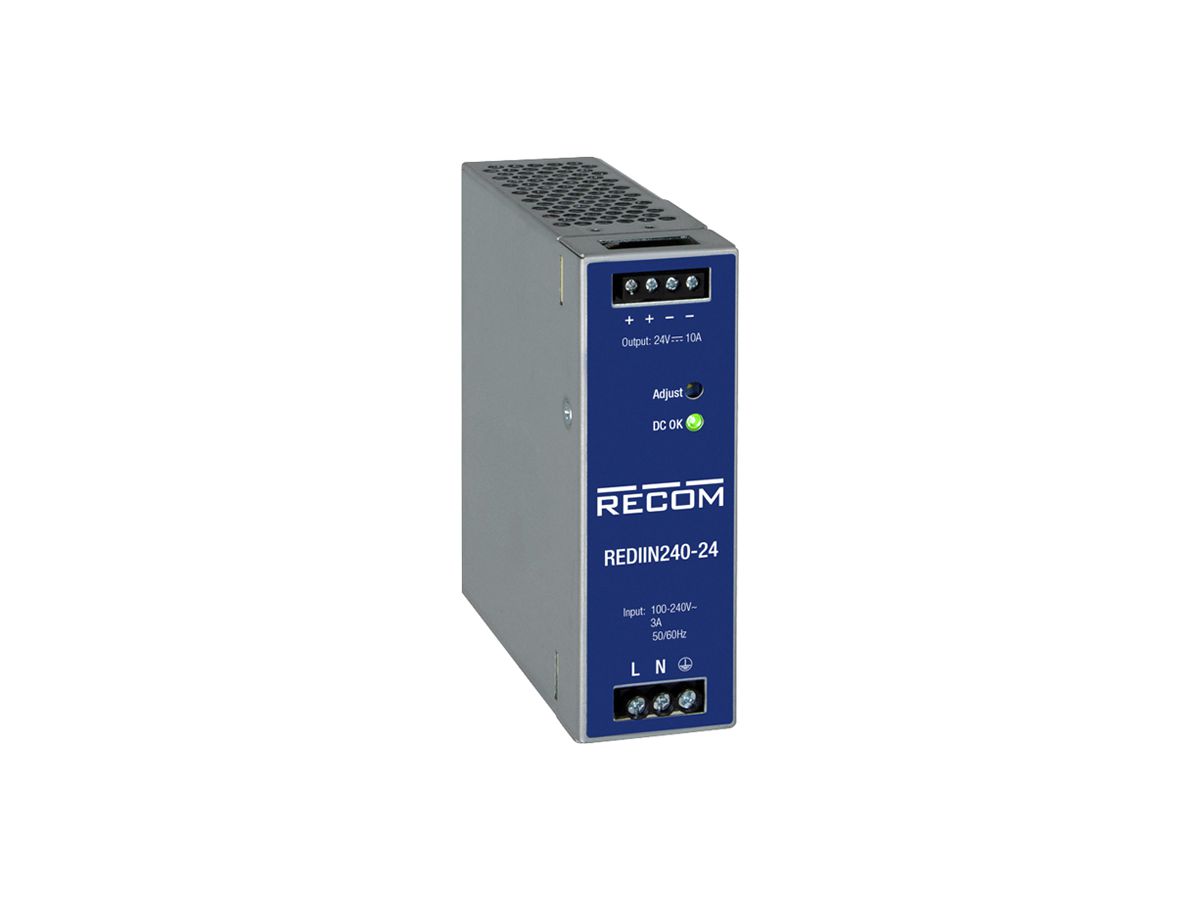 EB-Schaltnetzteil RECOM REDIIN240-24 IN: 90…264VAC OUT: 24VDC/240W 40mm