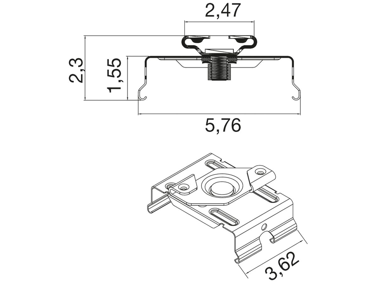 Montagebügel SLV EASYLIGHT STM 56.5mm×36.2×23mm Edelstahl schwarz
