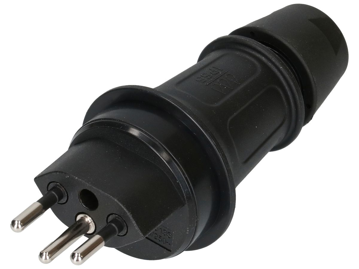 Stecker Typ 13 MH TH55 rund 10A 230V 3P schwarz