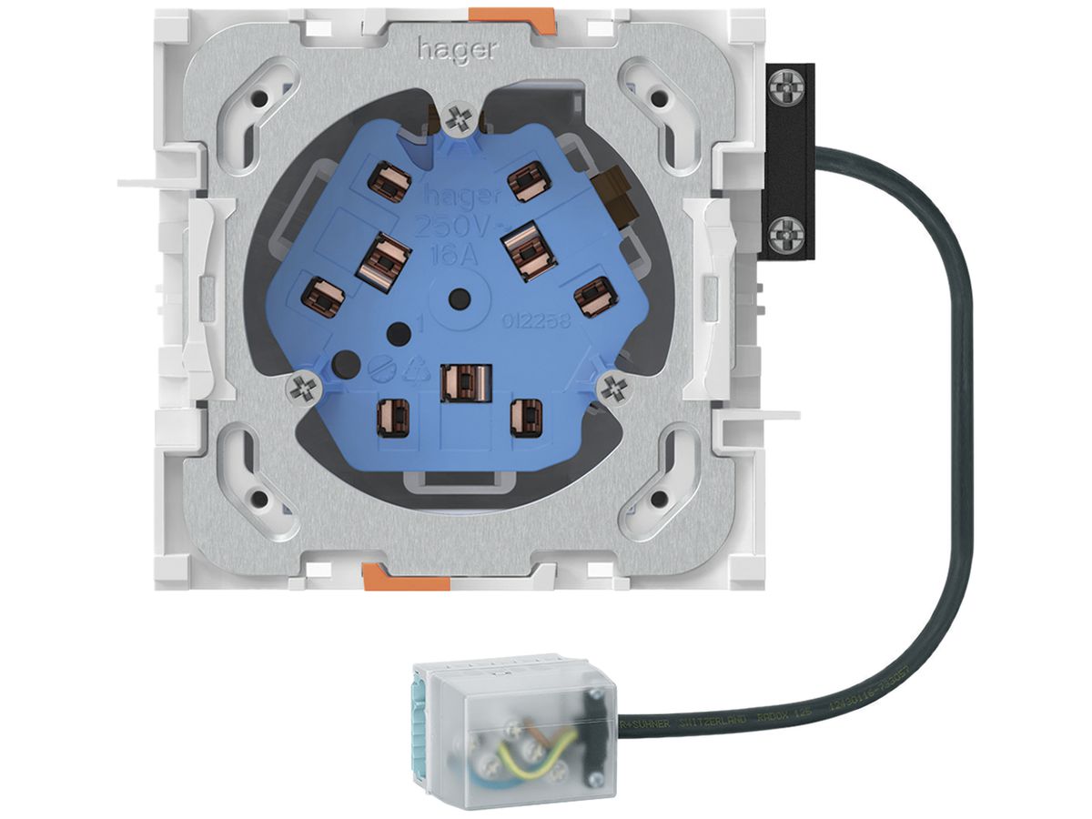 EB-Steckdose 3×Typ 13/23, Flachkabel-Anschl.Ecobus power, L1, Td 3×2.5mm²