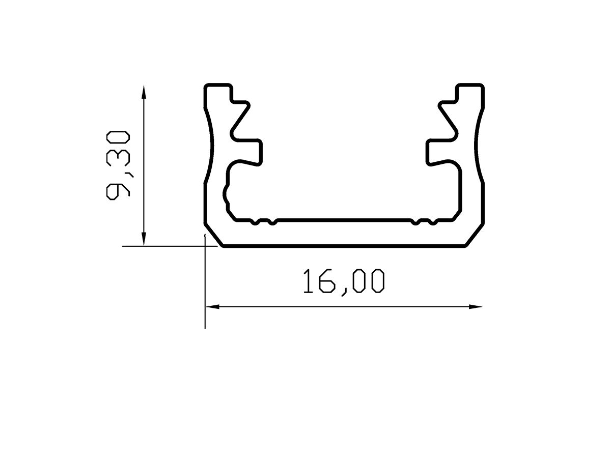 LED AP-Montageschiene CASAMBI PR-1609-A2, 2000×9.3×16mm, eloxiert, silber