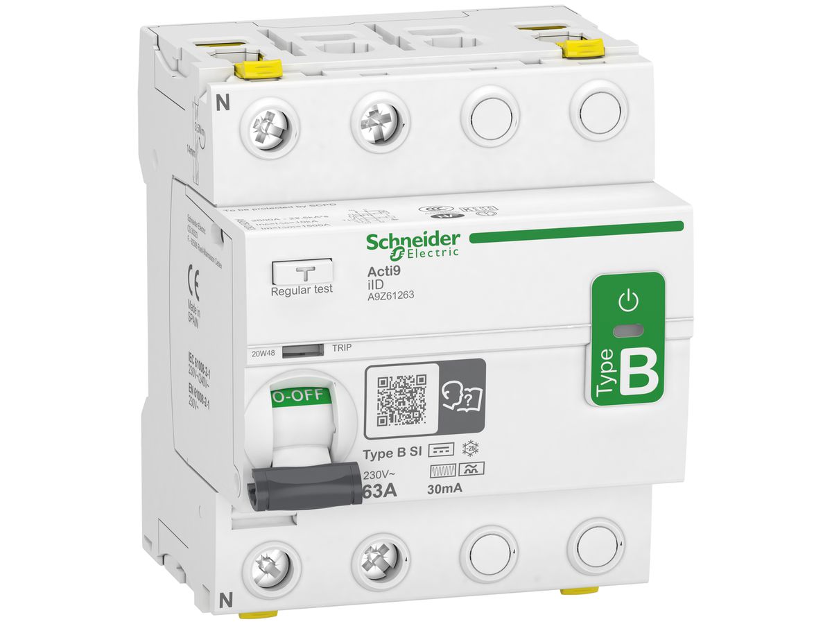 Fehlerstromschutzschalter SE Acti9 Typ B-SI 63A 30 mA 2P 400V