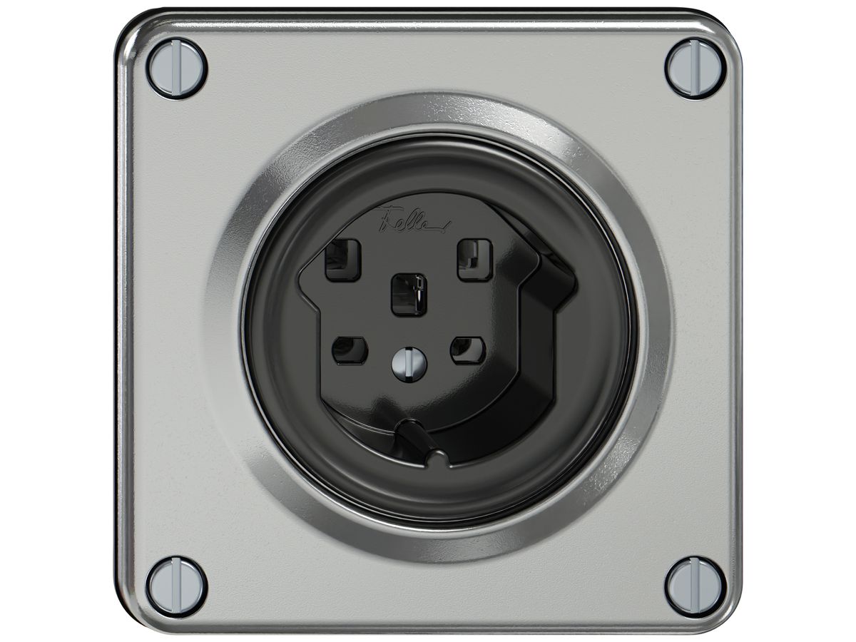 Steckdose ELEMENT SNAPFIX® 1×Typ 25 16A 440V mit Klappdeckel IP20 alu