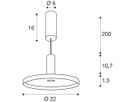 LED-Pendelleuchte SLV LALU PLATE 10W 700lm 2700…3000K DIM Ø220×115mm schwarz