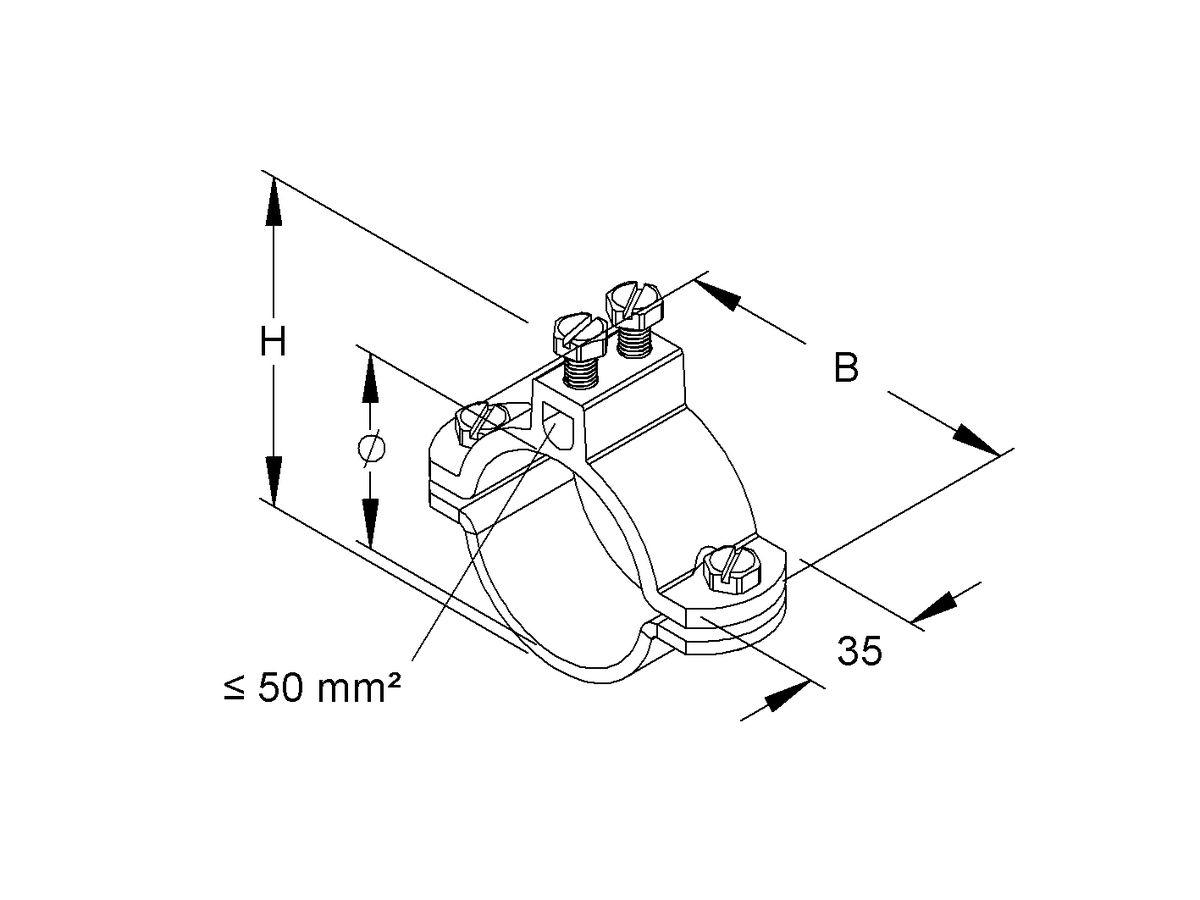 Erdungsrohrschelle 1 3/4" 50mm² für Rohr 54mm