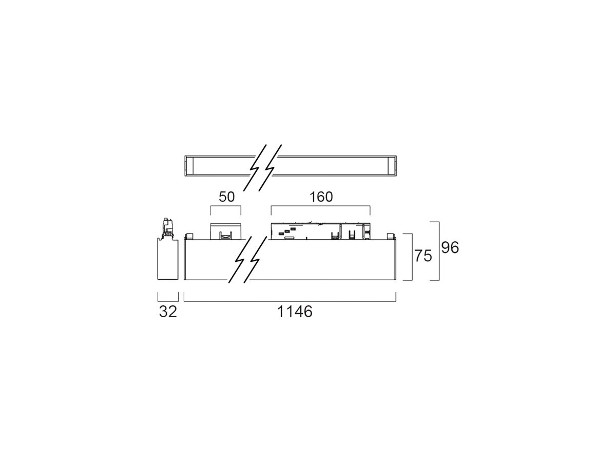 LED-Strahler Sylvania RAXA 29W 2900lm 940 48×83° DALI AD3PH 1146mm schwarz