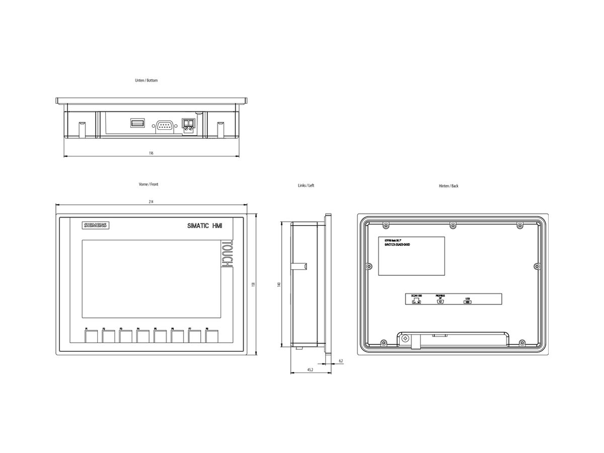 EB-Bedienpanel Siemens 7 Zoll KTP700 BASIC COLOR DP 2nd
