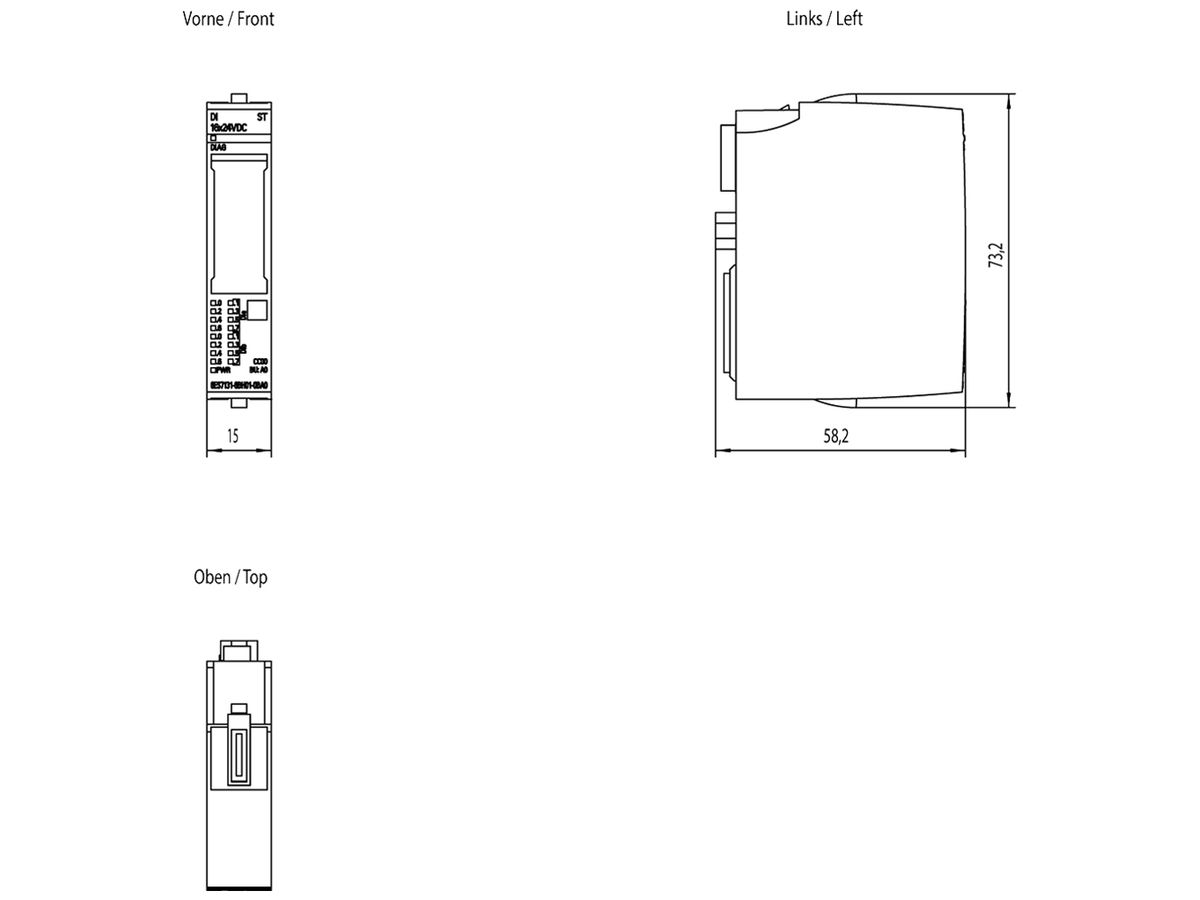 SPS-Eingabemodul Siemens SIMATIC ET200SP DI 16×24VDC ST A0 CC00, 10 Stk