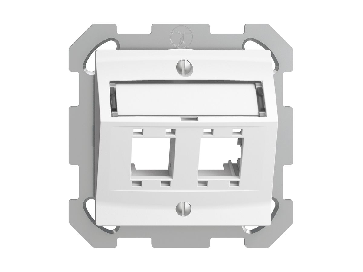UP-Montageset EDIZIOdue, mit Schrägauslasshaube, für 2×RJ45, weiss