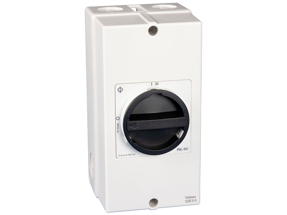 AP-Lasttrennschalter Kraus & Naimer 4P 63A 600V 1NC 1NO IP66 schwarz