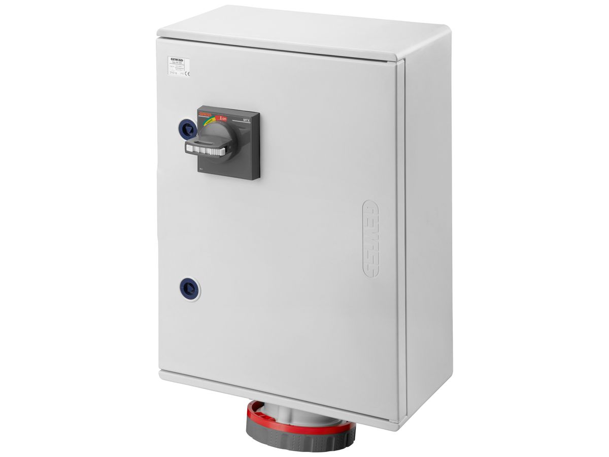 AP-Steckdose CEE Gewiss IB 5P 125A 380…415V rt 6h elek.Verriegelung Automat IP55