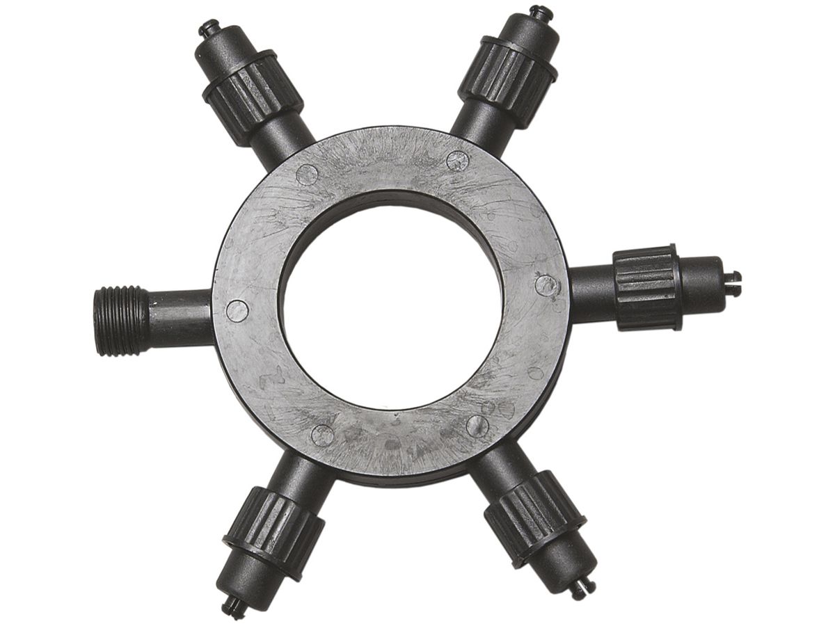 Ring-Verteiler System LED/Expo Extra, schwarz, mit 5 Schraubabgängen
