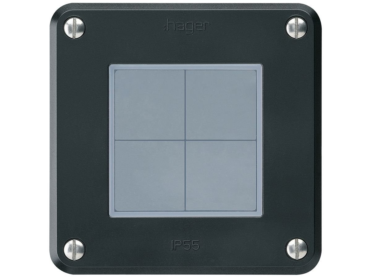 UP-KNX-Taster Hager BA robusto C 4-fach 86×86mm schwarz