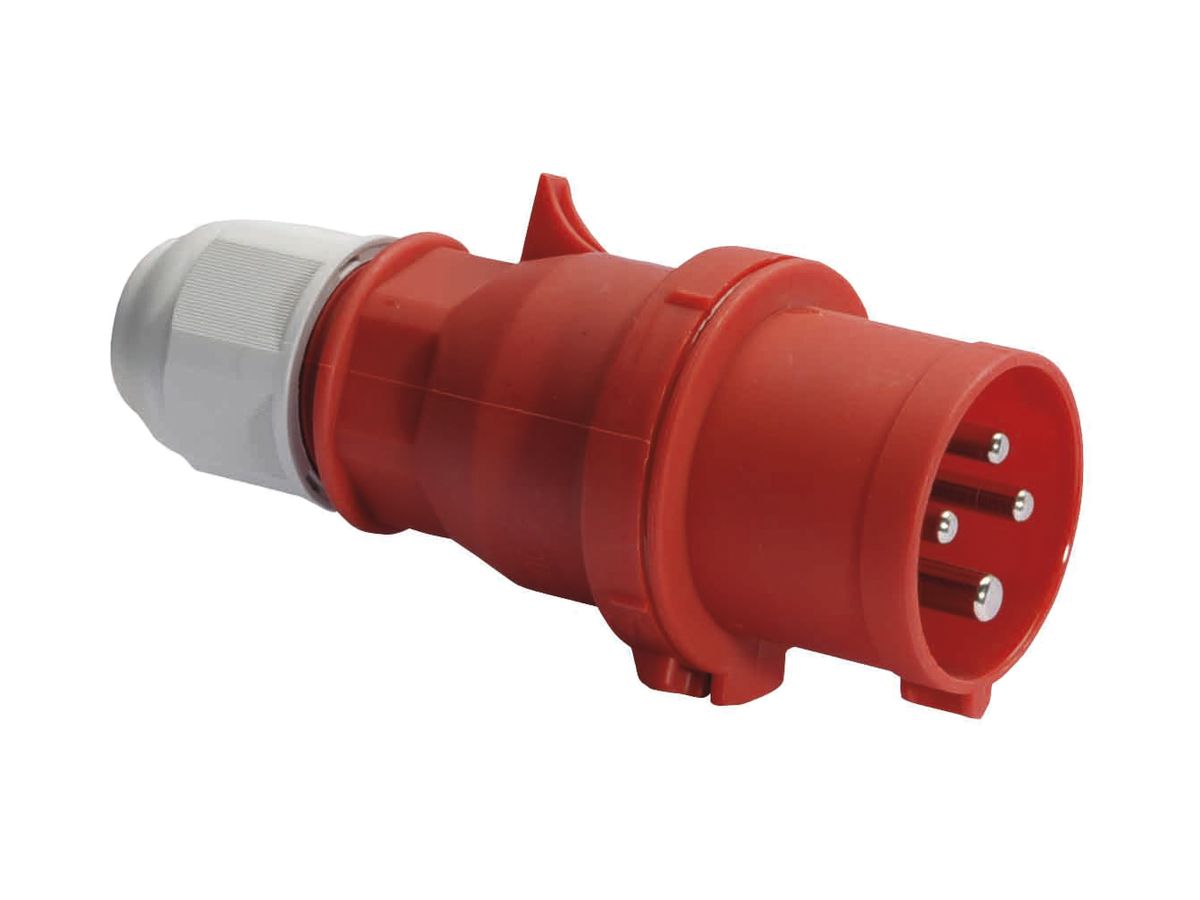 Stecker CEE Bals 4P 16A 400V 6h rot IP44 vernickelt Quick C.