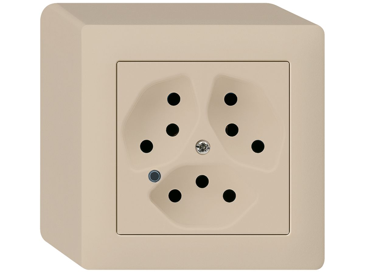 AP-Steckdose Hager kallysto 3×T13 beleuchtet Q beige