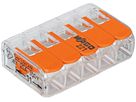 Verbindungsklemme WAGO 221 5×0.2…4mm² Hebel 32A 450V orange transparent