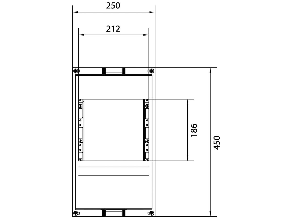 Baustein Hager univers N 450×250mm f.2 Trenner DIN2 auf Sammelschiene waagrecht