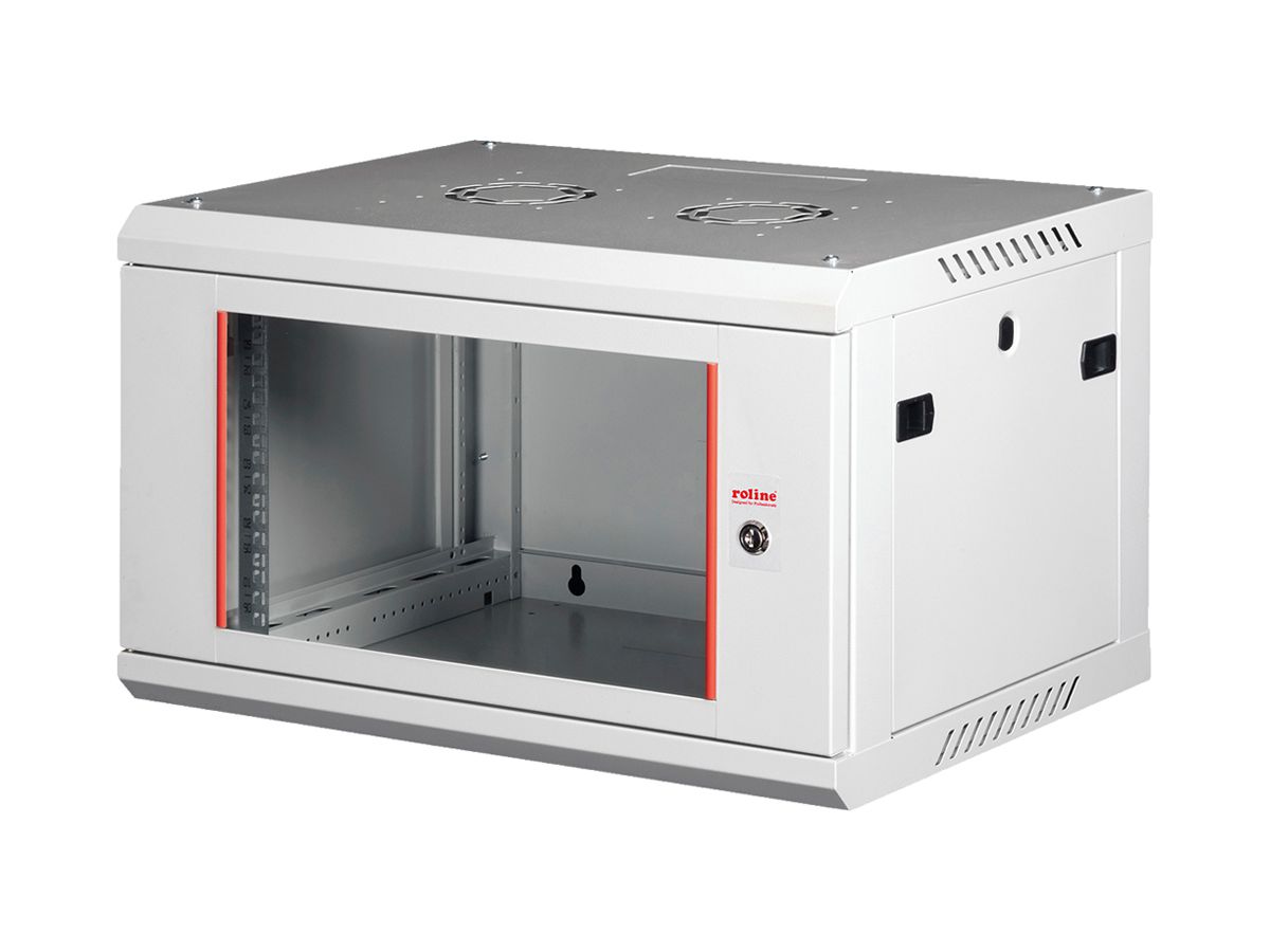 Wandgehäuse 19" ROLINE Basic Plus 600×379×450mm 6HE 1×Tür Stahl grau