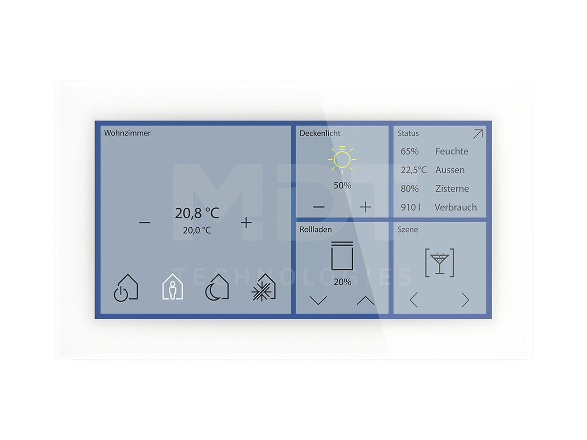 UP-Touchpanel KNX MDT BE-GTS06TW.01S 6" Glas weiss