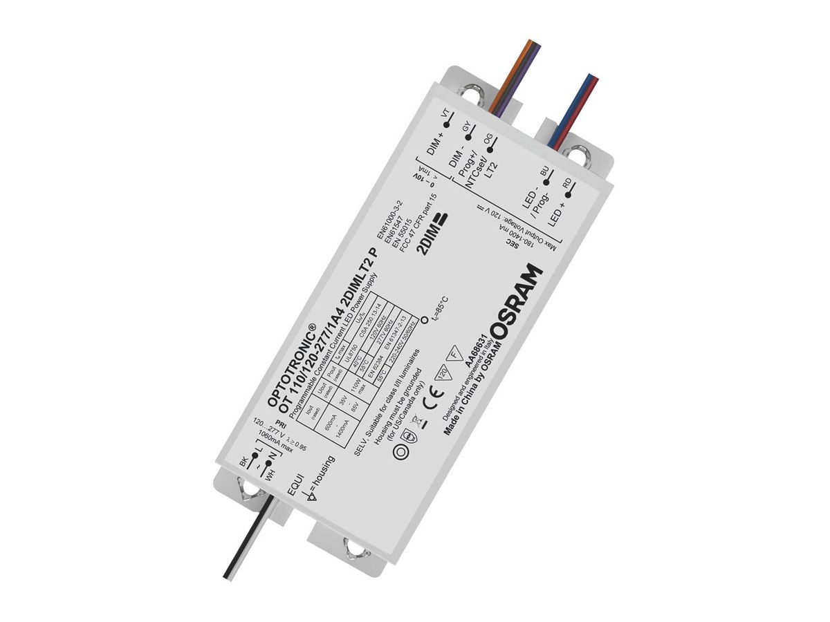 LED-Konverter OT 110/120…277/1A4 2DIMLT2 P 110W 600…1400mA 168×68×38mm IP64