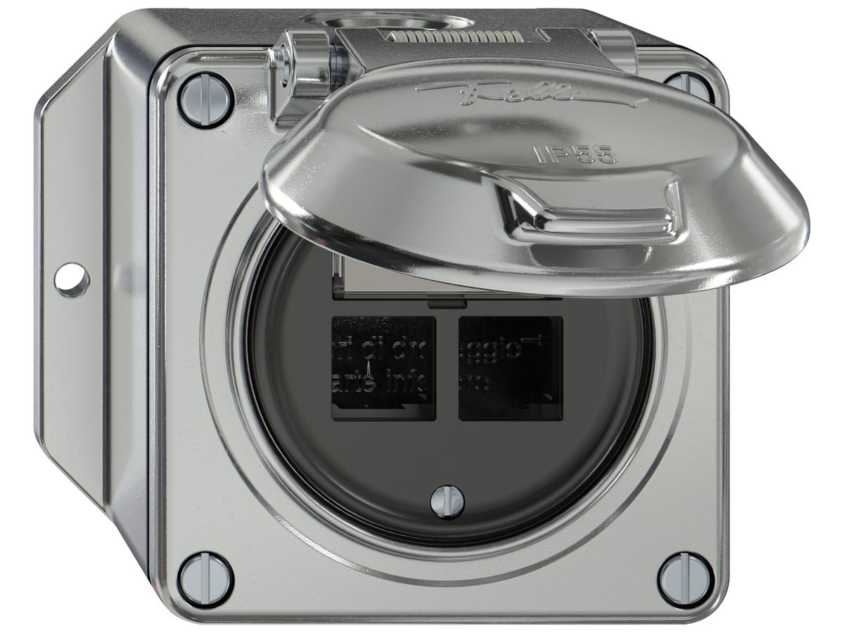 AP-Montageset Feller ELEMENT SNAPFIX® EASYNET 2×gerade 111×96mm Aluminium