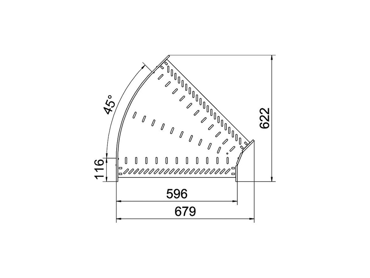 Bogen BET RB 45° 110×600mm Stahl bandverzinkt