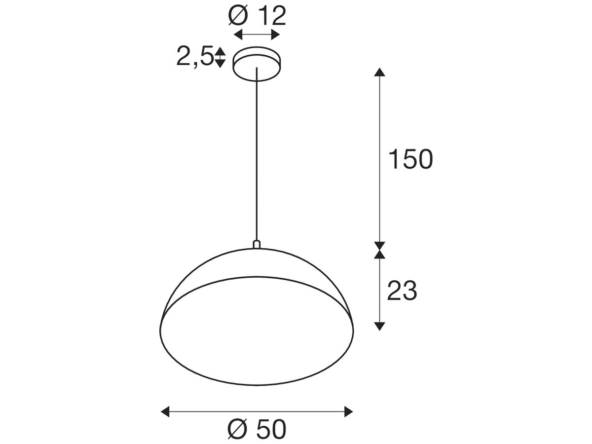 Pendelleuchte SLV FORCHINI 50 E27 1×40W DIM Ø500mm schwarz/gold