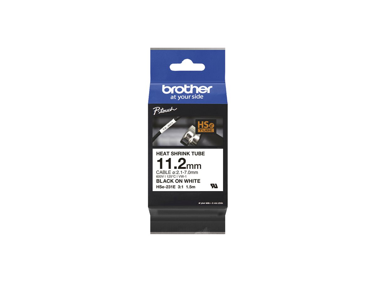 Schrumpfschlauch Brother HSE-231E 1.5m×Ø11.2mm für Kabel Ø7…2.1mm ws-sz