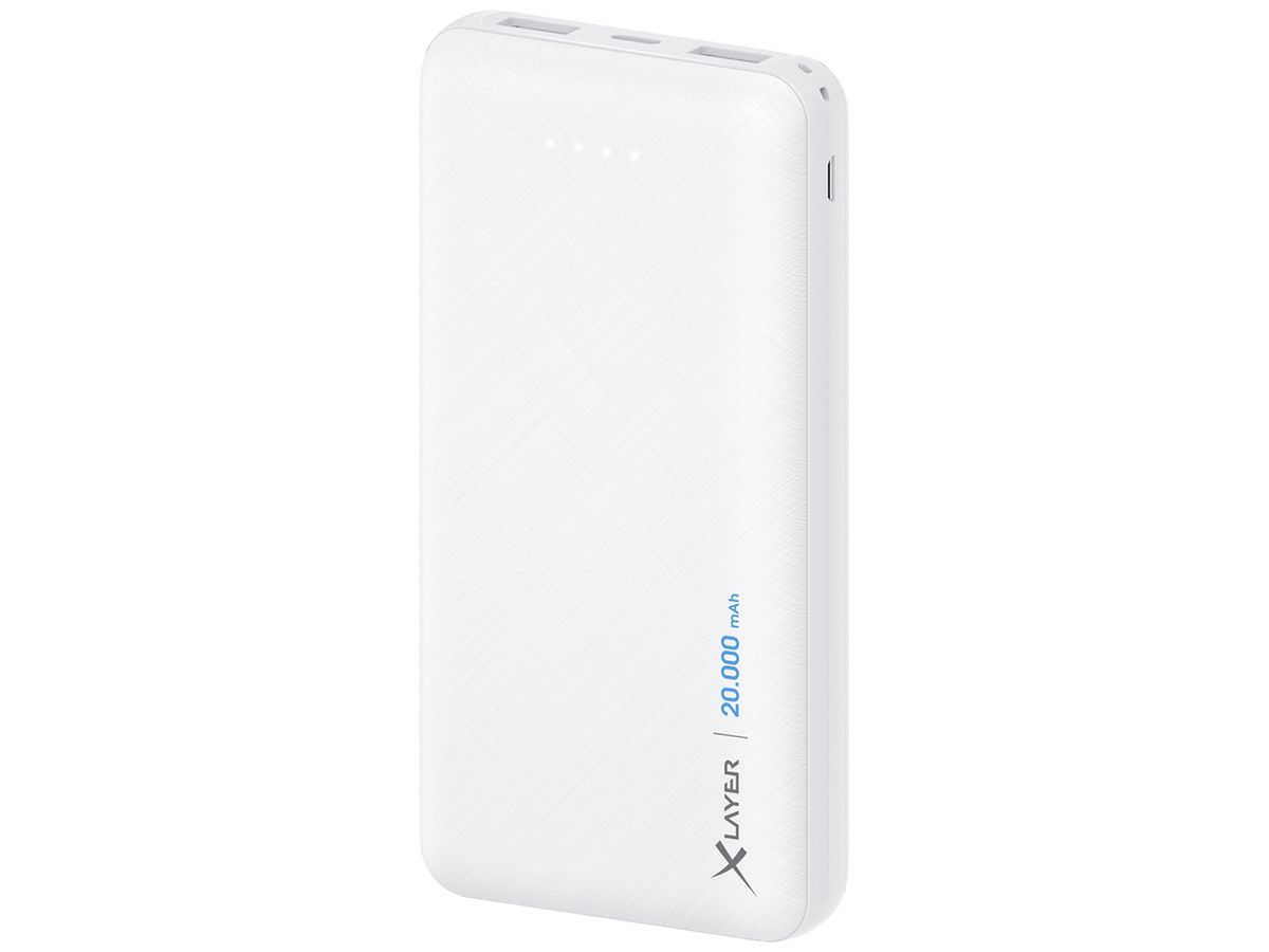 Powerbank XLayer Micro 20000mAh 2×USB-A ≤2A 145×70×26mm 420g weiss
