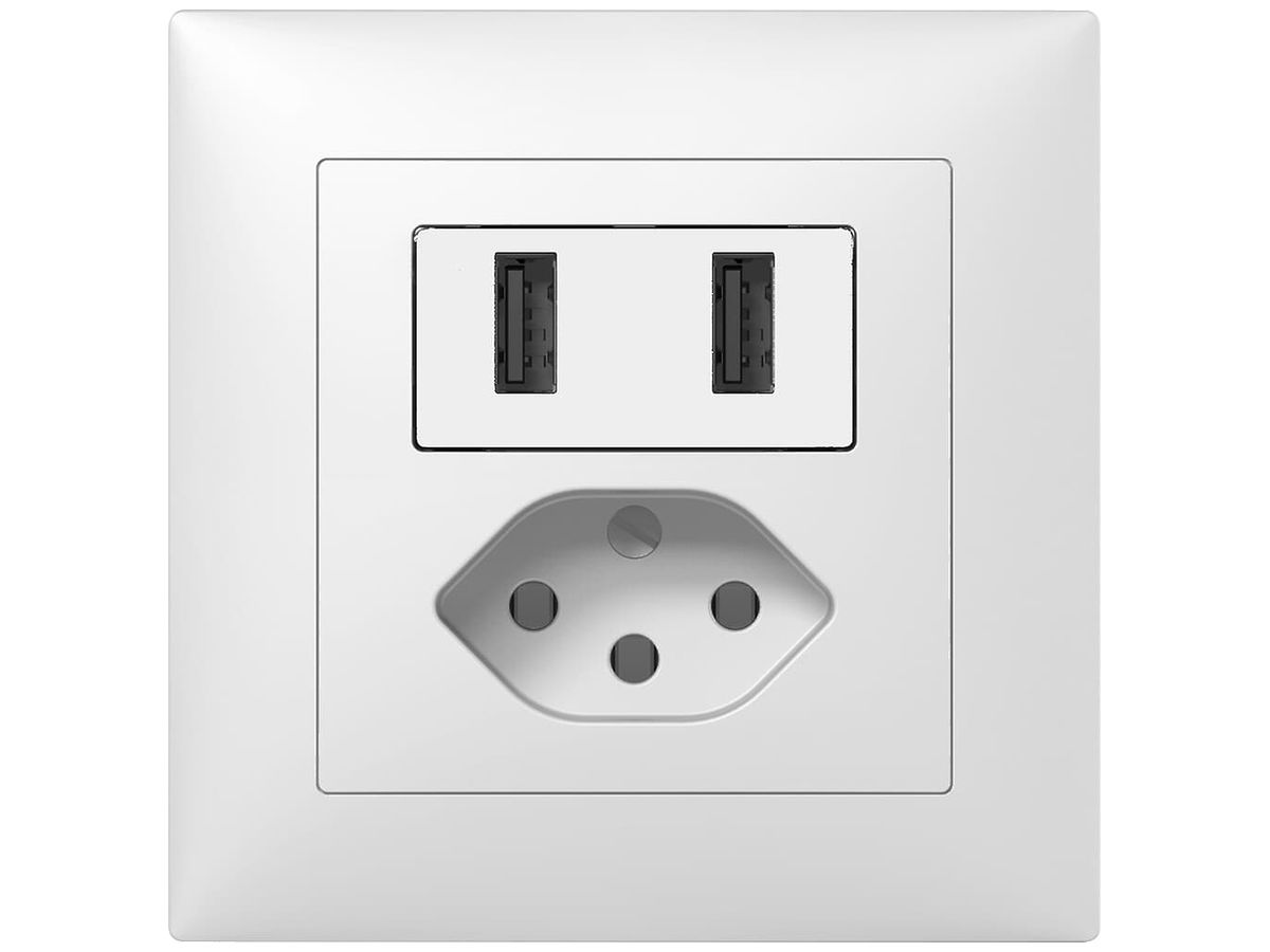 UP-USB Ladesteckdose mit T13 SIDUS B 240V max.2400mA weiss