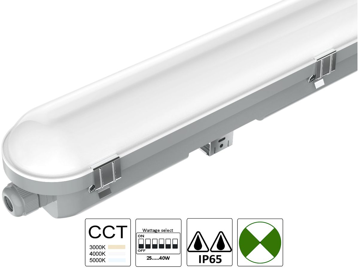 LED-Nassraumleuchte IP65 NOT 3CCT - 20-40W/3000-5000K/2700-5400lm, 1200mm