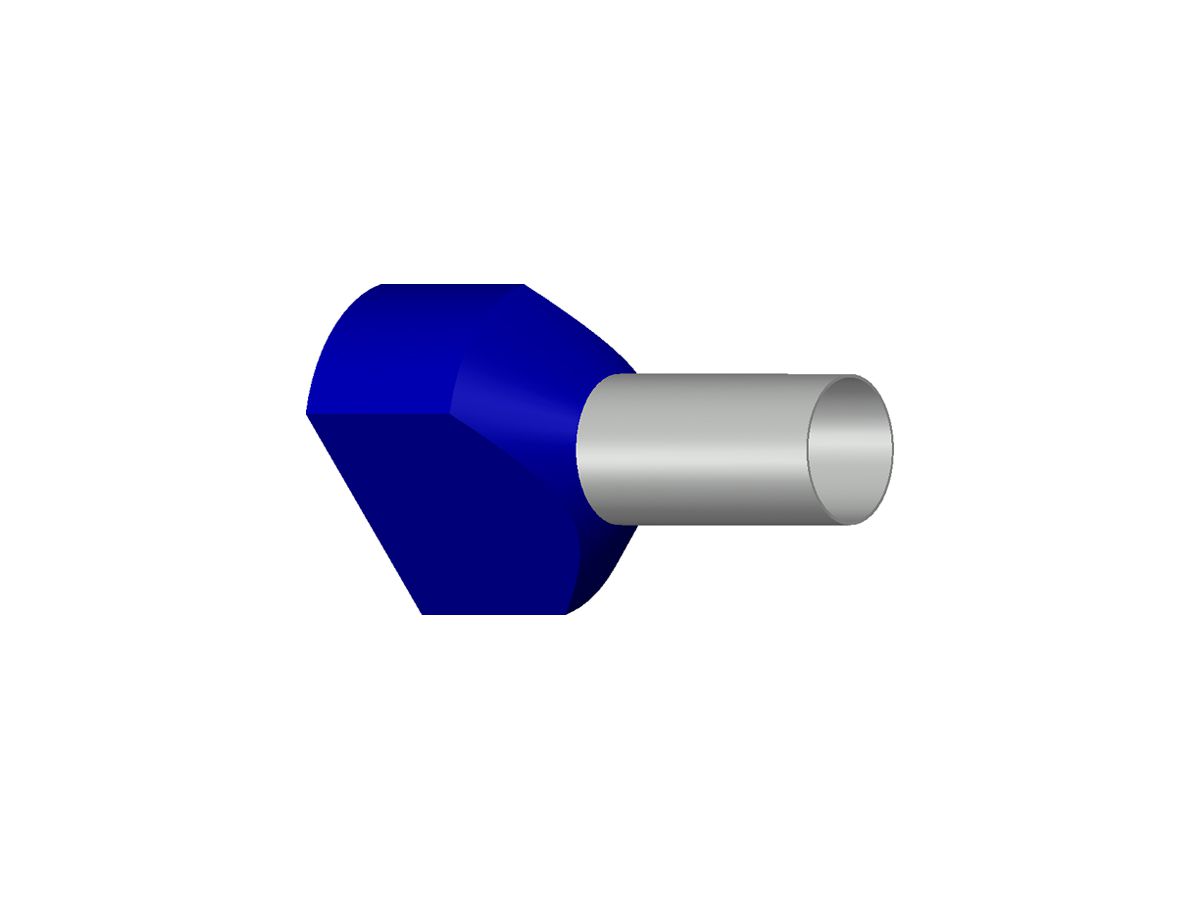 Zwillings-Aderendhülse isoliert 2×16mm² L=14mm Typ DIN blau