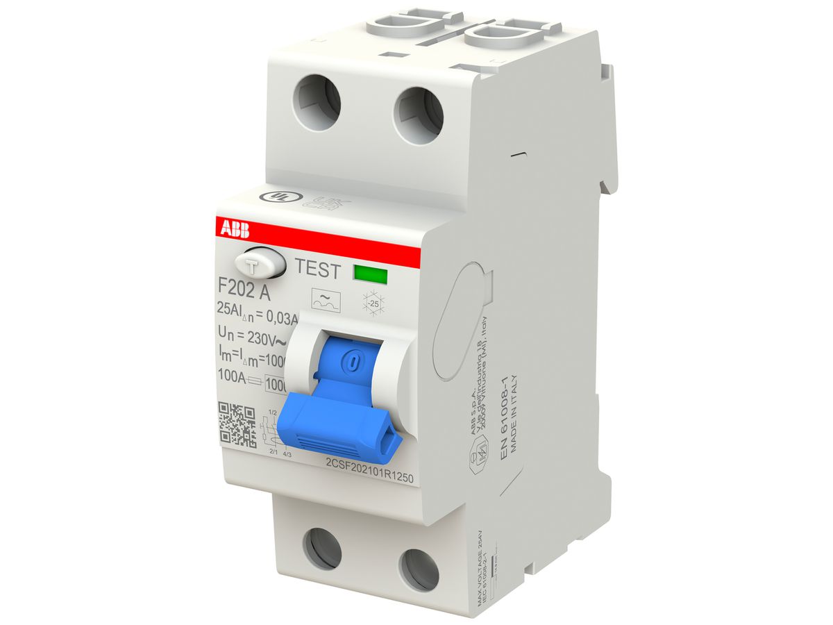 Fehlerstromschutzschalter ABB 30mA 25A 1P+N F202A-25/0.03
