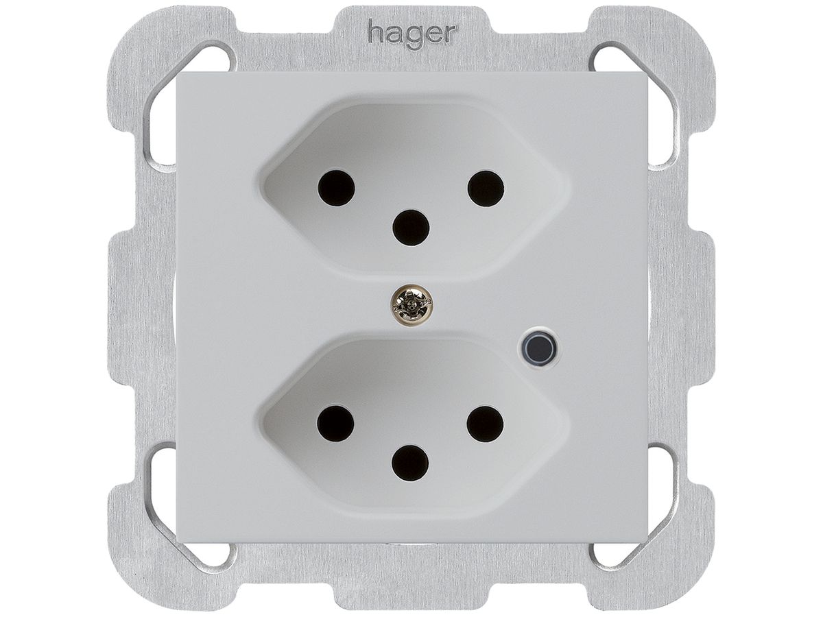 UP-Steckdose Hager kallysto 2×T13 beleuchtet B lichtgrau