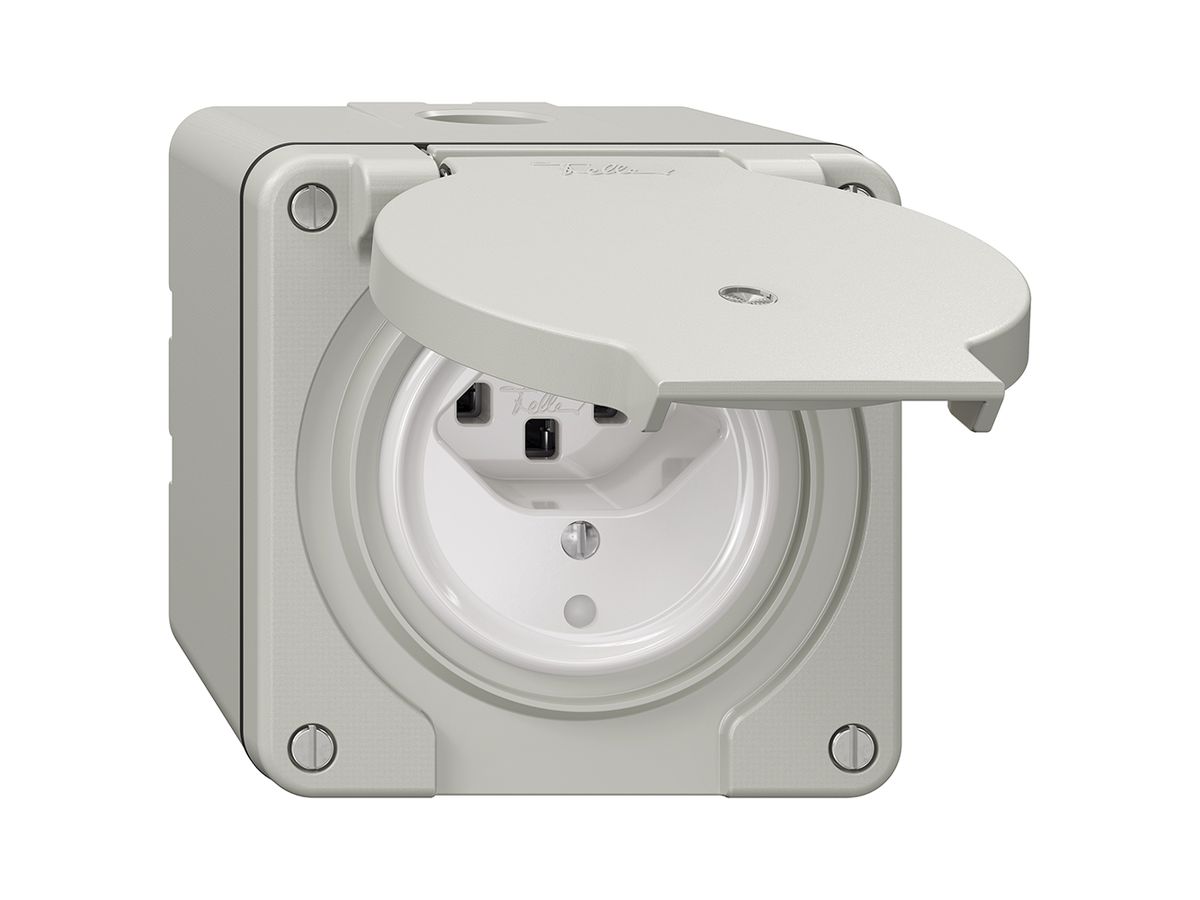 NAP-Steckdose NEVO, 1×T23, IP21, m.LED, lichtgrau
