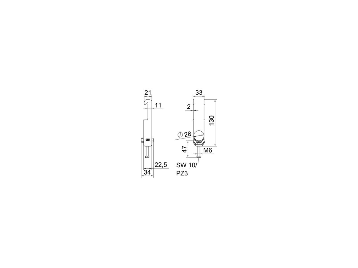 Schnellverleger BET 2056 W-Fuss Kunststoff 22…28mm 2×Kabel Stahl tfZn