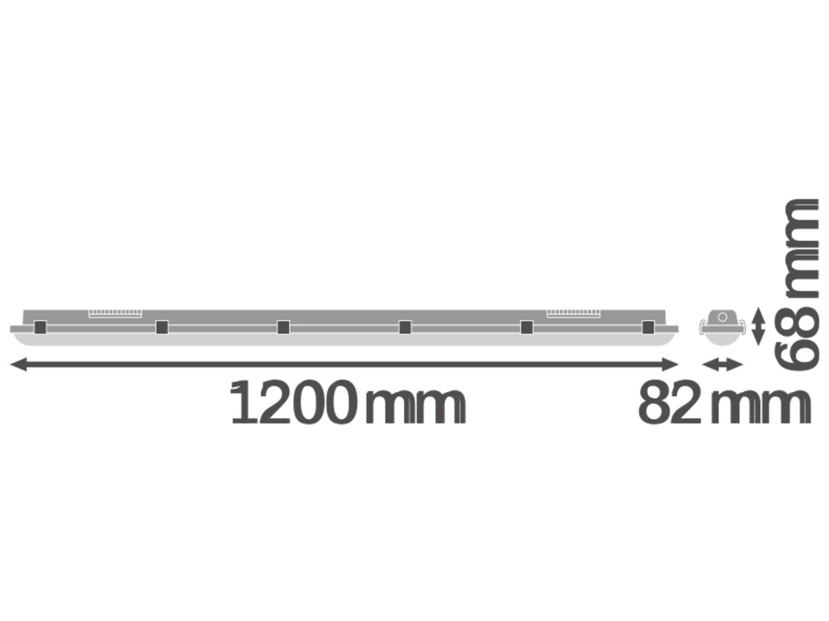 LED-Feuchtraumleuchte LDV DP S 32W 4400lm 4000K 1200mm grau