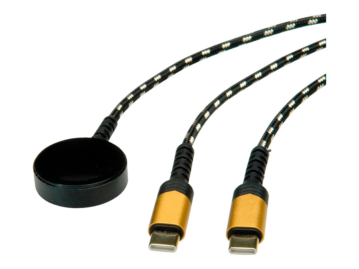 USB-Kabel ROLINE USB-C/USB-C 60W + Ladestation Apple schwarz 1.2m
