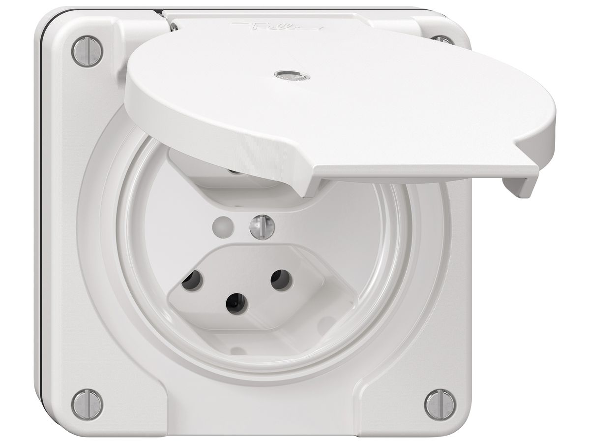 UP-Steckdose NEVO SNAPFIX® 2×T13 10A 250V beleuchtet 87×87×32mm IP21 ws