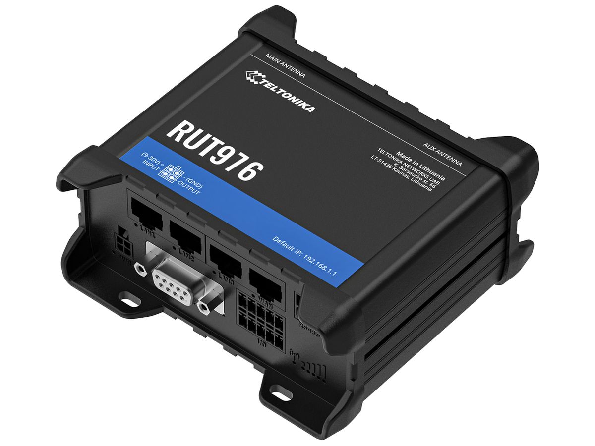 Router Teltonika RUT976 5G 1×WAN 3×LAN FE 2.4GHz VPN IP30