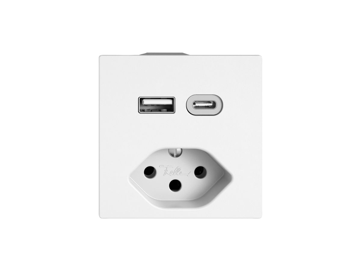 USB-Ladesteckdose EDIZIO.liv SNAPFIX® USB A+C/T13 3A 230VAC ws
